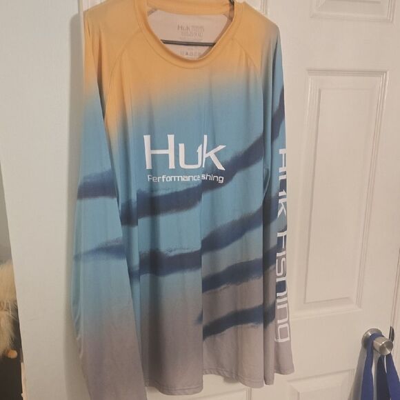 Huk Gradient Long Sleeve Shirt in Blue and Orange - Picture 5 of 6
